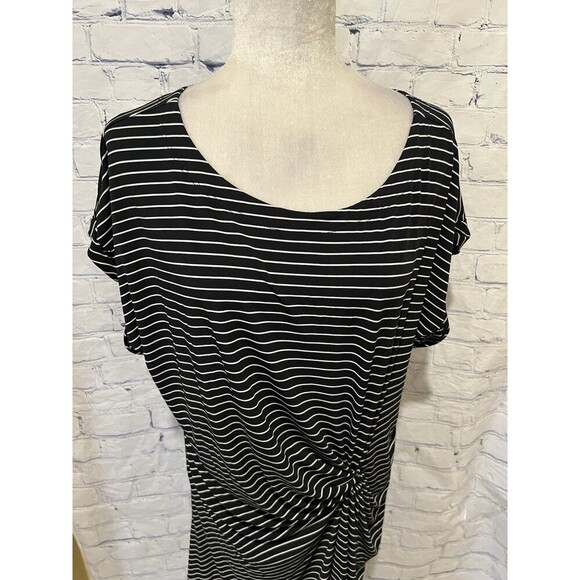 WOMENS BLACK & WHITE STRIPED SIZE XXL KENNETH COLE REACTION DRESS MSRP $89 - Picture 2 of 7